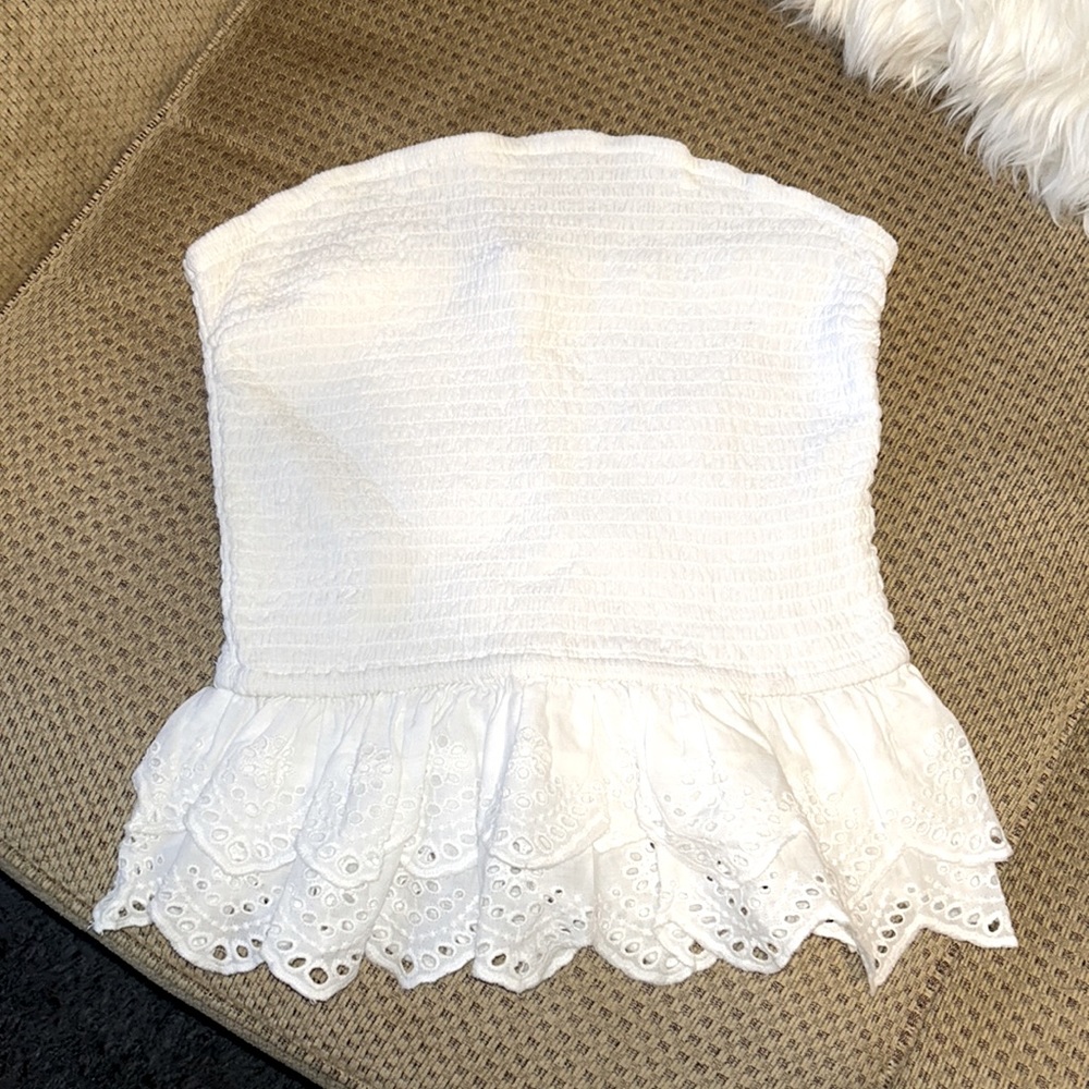 White Strapless Top
